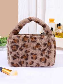 1 件冬季豹纹化妆包带手柄彩色豹纹洗漱包旅行包化妆刷口红收纳包可爱毛绒化妆包猎豹纹洗漱包圣诞节礼物、朋友礼物、钱包学校婚礼旅行必需品生日礼物商务休闲女士钱包和包午餐包旅行包女士浴室配件包 - 彩色 - 查看 7