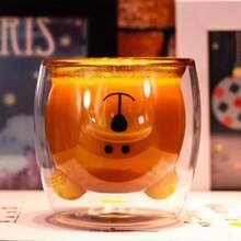 1pc, Cute Animal Mug, Double-Layer Insulated Glass Espresso Cup, Kawaii Cup, Coffee Cup, Teacup, Latte Milk Cup, Cappuccino, Americano, Tea, Beverage, Valentine's Day, Cartoon Double-Layer Glass Cup, Coffee Milk Cup, Creative Glass Bear Cup, Household Juice Drink Cup - Multicolor - View 15