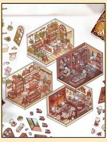 Self-Made Library, Sunshine Greenhouse Infeel.Me Open Series PET Stickers Cute Cartoon Planner DIY Scenery Decor Stickers - Multicolor - View 2