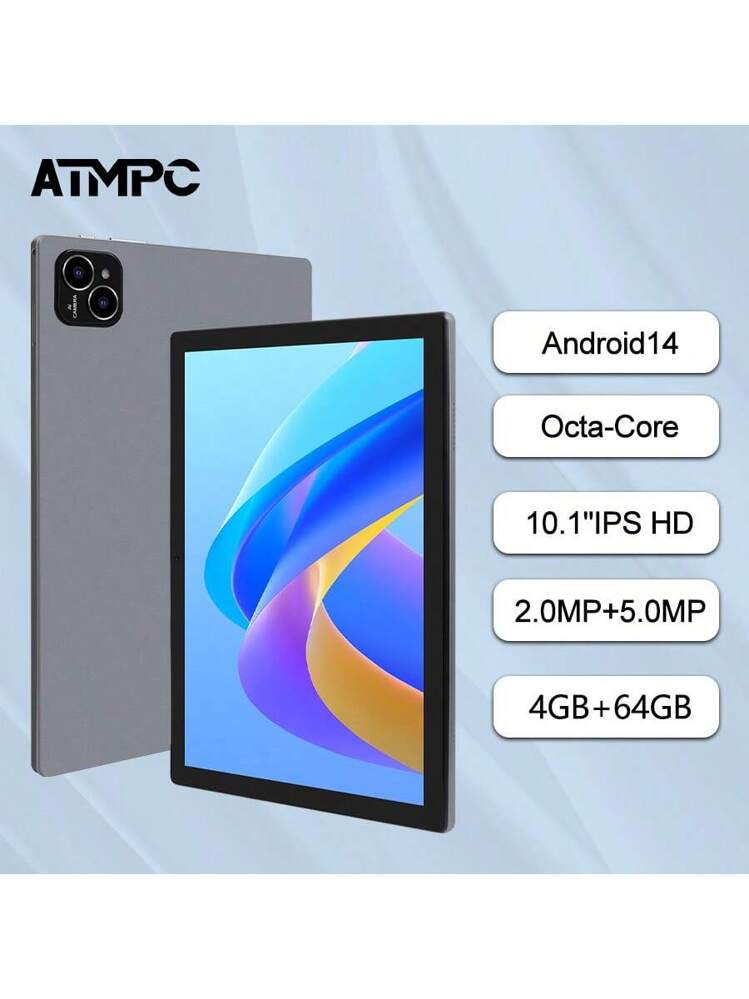 ATMPC 801B Tablet 10.1 Inch Android 14 OS Tablet, 4Gb RAM+ 64GB