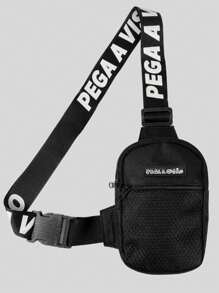 Pega A Visao Shoulder Bag Mini Crossbody Bag Black Wide Strap Black + Men's Bucket Hat Colorful Eye Catcher - 白色 - 查看 5