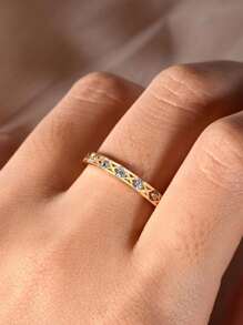 1 Stück geometrischer Cut Out S925 Silber Moissanit Ring, geeignet für Frauen Verlobung, täglichen Gebrauch, Party, Feriengeschenk