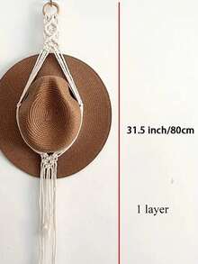 1 件波西米亚帽架，帽子收纳架，手工绳编织多层壁挂帽子流苏装饰连衣裙裤子鞋子牛仔裤靴子裙子 - 米色 - 查看 3