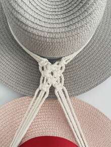 1 件波西米亚帽架，帽子收纳架，手工绳编织多层壁挂帽子流苏装饰连衣裙裤子鞋子牛仔裤靴子裙子 - 米色 - 查看 5