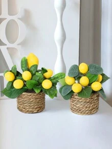 1pc Lemongrass Pier, Seagrass Rope With Pot, PE Material, Desktop Ornament, School Dormitory Office Decoration, Artificial Plant Potted Home Decoration, Ornament Landscape,Party Event Holiday Birthday Party Decoration Gifts Graduation