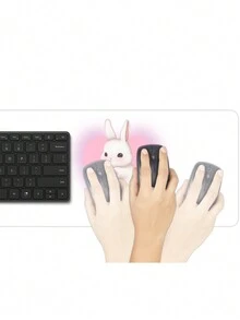 可爱兔子鼠标垫 卡通设计 防水防滑皮革桌面垫 鼠标垫 适合办公、学习、游戏、娱乐 - 彩色 - 查看 5