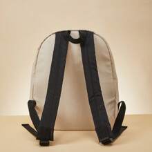 Miniso Snoopy Series Multi-Pocket Nylon Shoulder Bag Durable Backpack Lightweight Schoolbag (Beige) Back To School - White - View 8