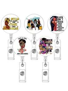 鼓舞人心的非裔美国女性名言徽章夹 5 件套，MMTVYC 亚克力伸缩徽章卷轴带夹，非常适合护士、学生、商务会议、学校和办公室 - 均碼 - 查看 9