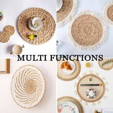 1 estilo de Cesta de Pared Decorativa Bohemia - Decoración de Pared Hecha a Mano de Roten de Junco Marino, Redonda, Colgante, Rústica y Elegante para Salas de Estar, Dormitorios, Mesa de Exhibición, Cocina y Hogar de Estilo Granja