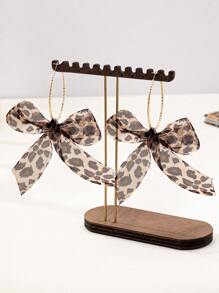 1 زوج من حلقات الأذن المطرزة بالفيونكة ذات النمط الفهد المبالغ فيه، مناسبة للنساء للارتداء في المآدب والحفلات والزفاف وعيد الحب