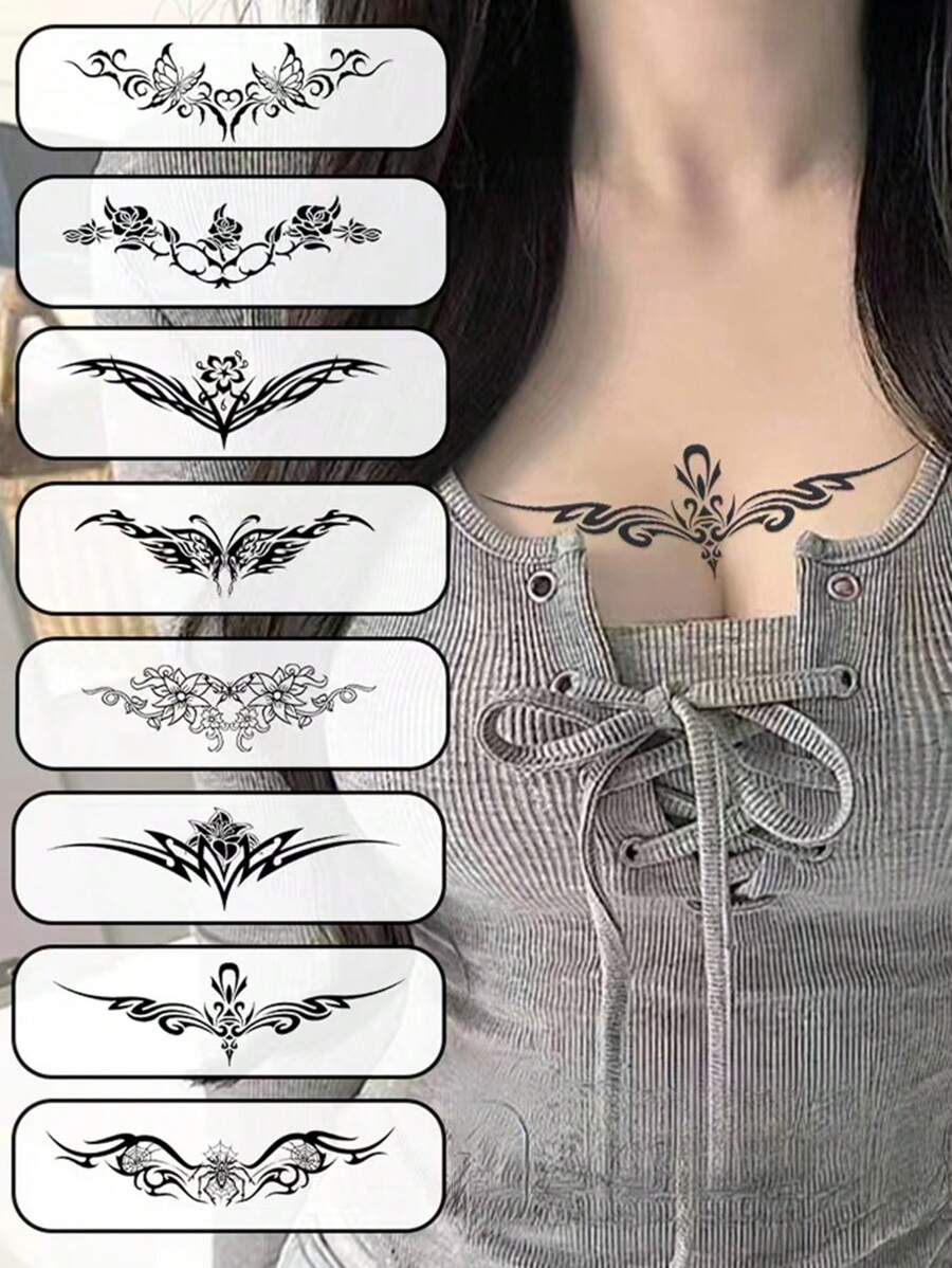1 Set (8 Stück) Sexy wasserfeste Temporärtattoos, SuccubusThemen Intimbereich Tattoos,