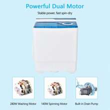 Homasis Portable Semi-Automatic Washing Machine 26 Lbs Twin Tub Laundry Washer Blue - US B Type Plug(110-127V) - View 7