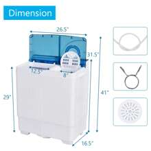 Homasis Portable Semi-Automatic Washing Machine 26 Lbs Twin Tub Laundry Washer Blue - US B Type Plug(110-127V) - View 10