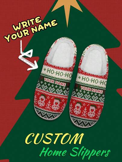Men's Custom Name Christmas Slippers, Christmas Snowman Pixel Style Designed Lightweight Comfortable Soft Bottom Slippers For Man, Personalized Fun Christmas Gift For Mom/Dad/Her/Him/Girlfriend/Boyfriend/Wife/Husband/Friend