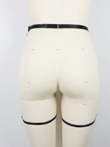 波西米亚风弹力带蝴蝶绷带黑色腿部大腿女士可调节吊袜带多功能身体海滩首饰情人节 - A - 查看 3