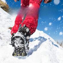 1 Cặp, Giày trượt tuyết ngoài trời, đi bộ đường dài, bám tuyết có 5 đinh giày chống trượt cho bề mặt băng tuyết, phù hợp với cỡ giày 28-46, họa tiết đế ngẫu nhiên, quà tặng Giáng sinh - màu đen - Xem 6