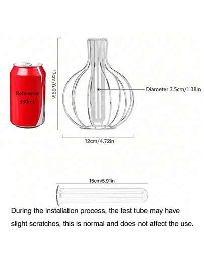 1PC ged Metal Wire Vase Moderne Minimalist Geometric Openwork Sphere Shape, Artisan Tabletop Centerpiece Bloemen Arrangements, Wedding/Home/Office Rustic Farmho All Season ative Birthday Graduation Home Room Flower Glass view 3