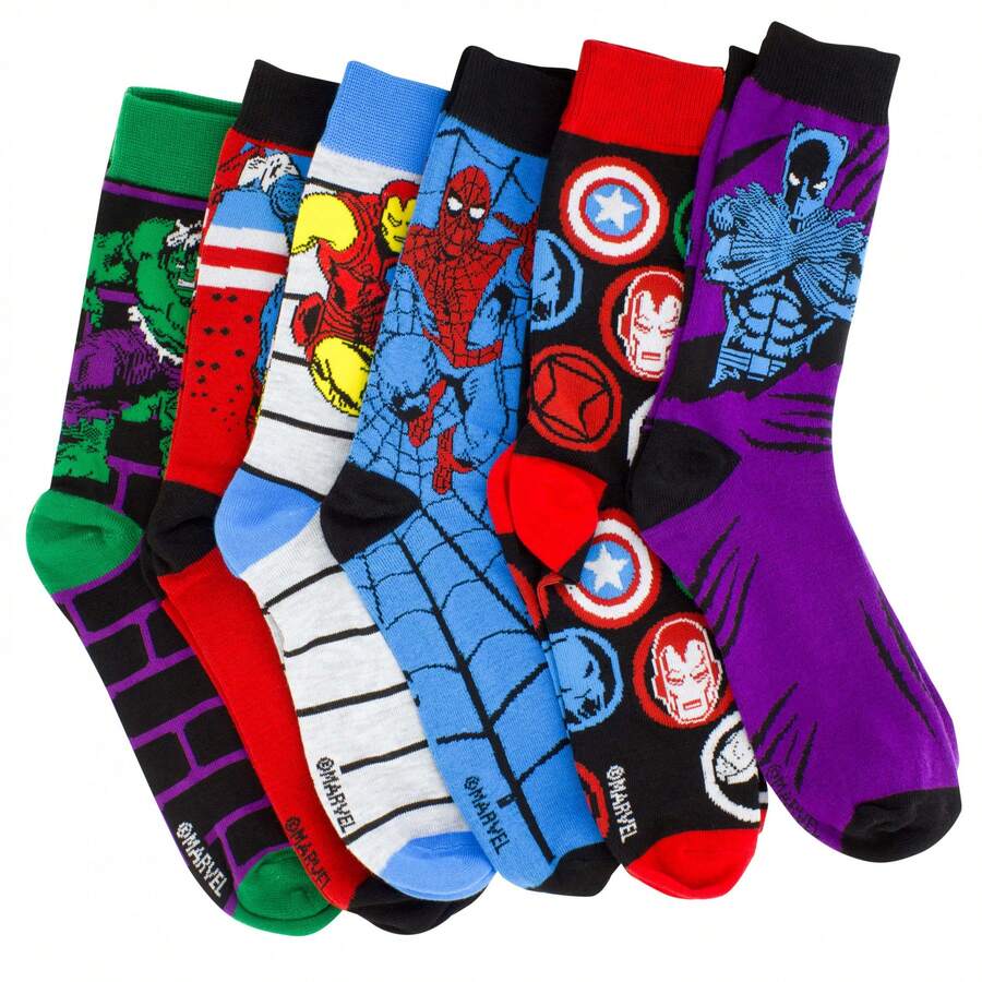 Marvel Marvel Avengers Comic Art 6Pair Pack Of Crew Socks SHEIN USA
