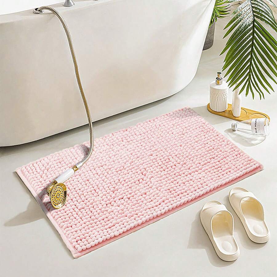 Weicher Chenille Badezimmerteppich in Mehrfarbig, rutschfest und saugfähig, Haustier-Hundematte, Heimtextilien Badezimmerdekoration Bodenbelag, Outdoor-Teppich Türmatte Herbstdekoration Badezimmerzubehör Rückkehr zur Schule