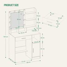 Hzuaneri Hairdresser With Miroir And 10 LED Lights, Makeup Vanité With 3 étagères And 4 Open Compartments, Hairdresser With Grand Hair And Armoire, 3 Adjustable Lights