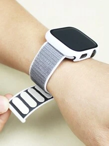 兼容 表带盒 男女款时尚运动柔软透气魔术自粘尼龙表带 + 磨砂纹理防摔防刮 PC 和钢化玻璃保护膜一体式表壳 兼容 40/41/42/44/45/46/49MM 替换表带盒 兼容 Series Ultra/11/10/9/8/7/6/5/4/SE 表带盒 可水洗表带 触摸感应表壳 - 海貝色 - 查看 2