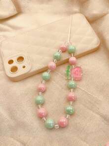 1 chiếc dây đeo điện thoại/dây đeo cổ tay đính hạt màu kẹo thủ công - Nhiều màu - Xem 9