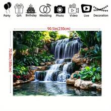 1 件花园瀑布背景山岩石流动湖泊河流绿色森林树木自然背景墙装饰摄影棚拍摄工作室道具、派对装饰用品、家居装饰用品、节日装饰用品 - 彩色 - 查看 5