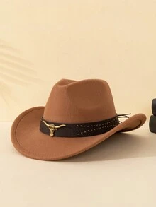 1 Chiếc Mũ Cao Bồi Miền Tây Phong Cách Bohemian, Mũ Cao Bồi Polyester Có Mũ Trùm Đầu Hình Con Bò, Chủ Đề Giáng Sinh Màu Đen, Chống Tia UV, Thủ Công Dệt, Quà Tặng Unisex - mũ cao bồi bò - Xem 7