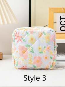 1 件全印花花卉迷你化妆品收纳袋卫生巾袋女孩卫生棉条收纳袋女士化妆包零钱包化妆包卫生棉条收纳袋内衣卫生棉条月经杯可重复使用防水旅行大学宿舍家庭浴室返校用品 - 彩色 - 查看 9