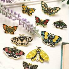 Set de 10 piezas/20 piezas de alfileres de solapa de esmalte con mariposas aleatorias - Alfileres de esmalte lindos para mochilas, alfileres de mariposa, alfileres de solapa para joyería de estilo steampunk para mujeres (colores/letras aleatorios)