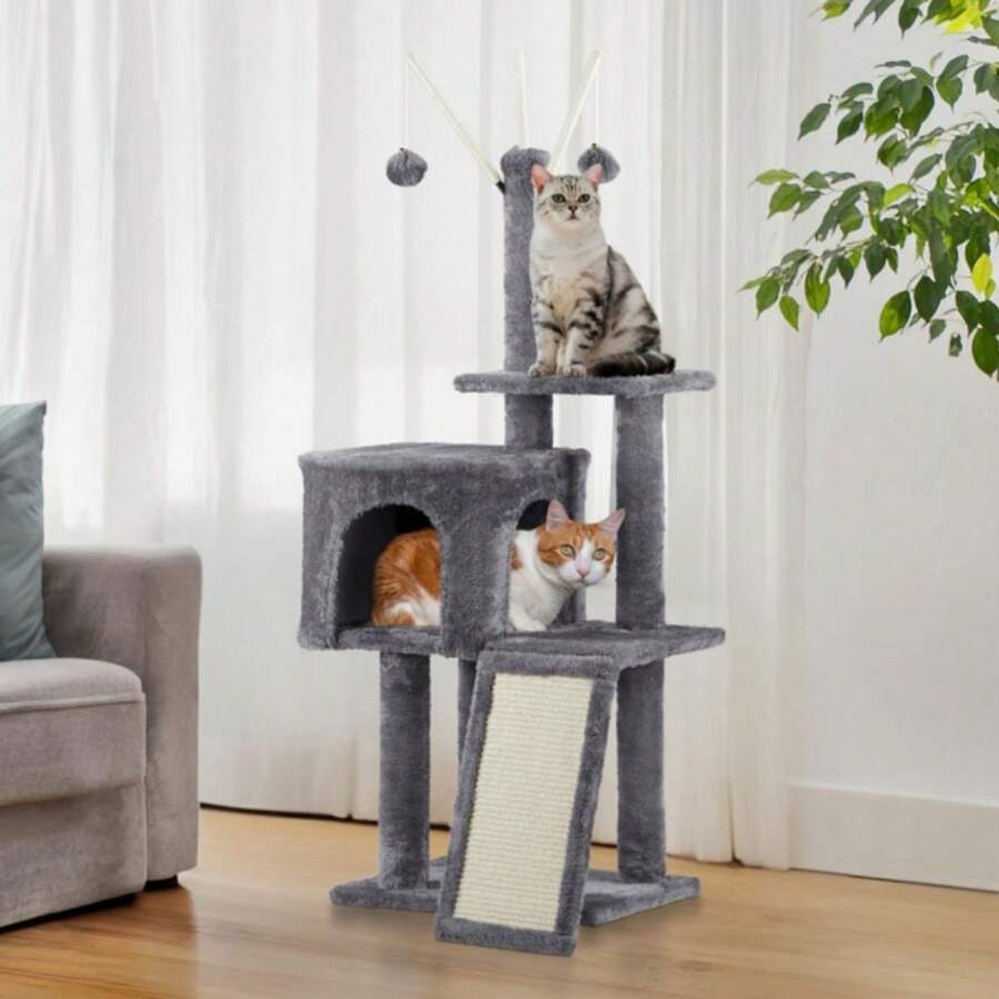 49 Inch Cat Tree Cat Tower For Indoor Cats, Cat House With Padded