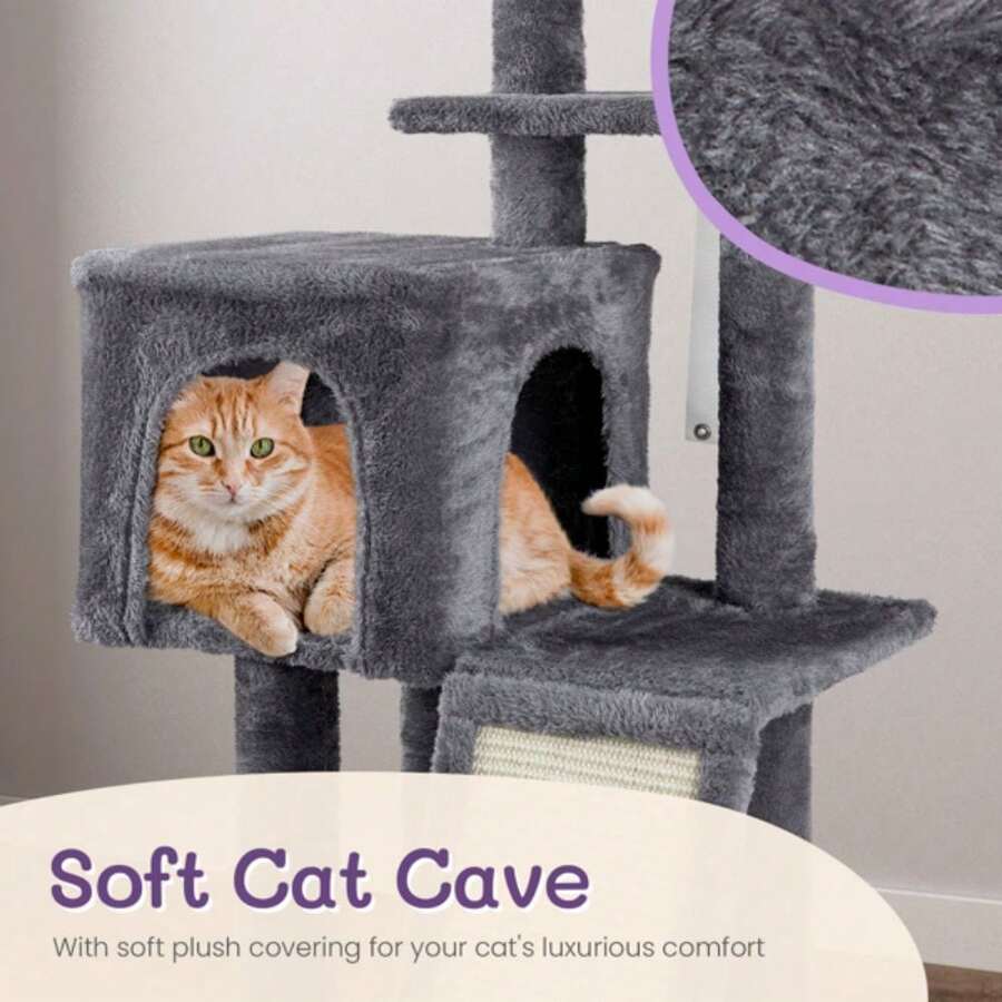 49 Inch Cat Tree Cat Tower For Indoor Cats, Cat House With Padded