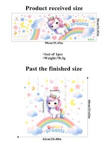 1pc Cartoon Rainbow Unicorn Wall Sticker, Self-Adhesive Decorative Art For Headboard Or Backdrop,Stickers,Wall Decal, Vinyl Decal For Home Decorations,Spring Decoration Items Refresh Your Home,Rama Decoration Stickers Gifts Birthday Graduation Back To School Room Decor School Supplies - Multicolor - View 9