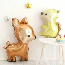 7PCS/SET Woodland Animal Balloons Forest Animals Foil Mylar Balloon For Woodland Themed Baby Shower,Jumbo Bunny Fox Squirrel Hedgehog Raccoon Balloons Woodland Balloons For Birthday Party Decorations Baby Shower Family Decorations Gifts - Multicolor - View 5