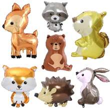 7PCS/SET Woodland Animal Balloons Forest Animals Foil Mylar Balloon For Woodland Themed Baby Shower,Jumbo Bunny Fox Squirrel Hedgehog Raccoon Balloons Woodland Balloons For Birthday Party Decorations Baby Shower Family Decorations Gifts - Multicolor - View 3