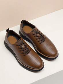 New Stock Arrival Men's Relaxed Refinement Dress Sneakers Oxfords Shoes - 棕色 - 查看 4
