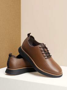 New Stock Arrival Men's Relaxed Refinement Dress Sneakers Oxfords Shoes - 棕色 - 查看 3