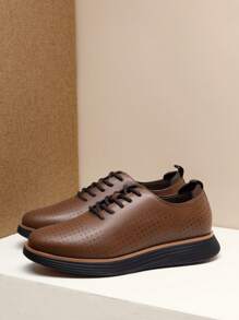 New Stock Arrival Men's Relaxed Refinement Dress Sneakers Oxfords Shoes - 棕色 - 查看 1