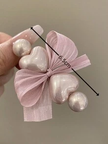 1 件优雅蝴蝶结和仿珍珠发夹 - 时尚鳄鱼发夹、甜美刘海和前发造型配件，情人节的理想礼物 - 多色 - 查看 5