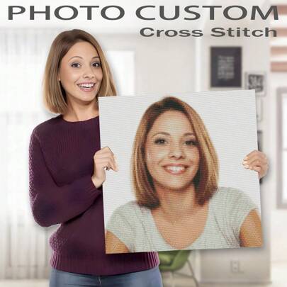 Photo Custom Counted Cross Stitch Embroidery Fabric Art Painting Customize Your Photos Printed Canvas Cross Stitch Christmas Gifts