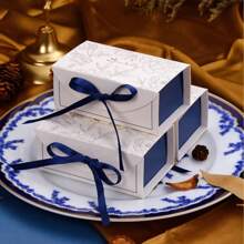 10pcs Green/Red/Blue Gift Box Birthday Party Wedding Shower Christmas Package Chocolate Cookies Cake Decoration With Ribbon