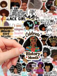 50pcs Magic Affirmation Cartoon Stickers Laptop Luggage Diy Cell Phone Scrapbooking Decorative Gift Stickers - Multicolor - View 6