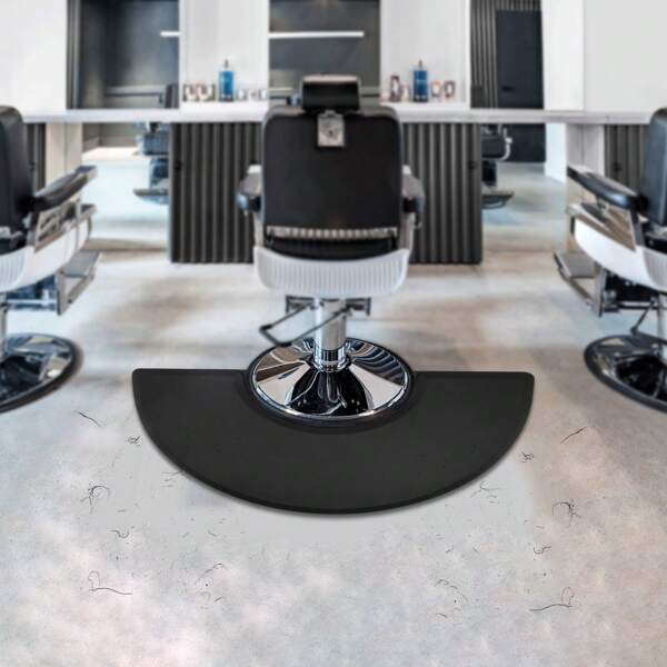 Tapete para piso de salón, tapete antifatiga para silla de barbería, para base de silla, tapetes para piso de belleza, tapete cómodo para oficina, 3 pies x 5 pies (semicírculo)