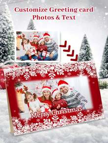 Niestandardowe karty świąteczne, niestandardowe karty bożonarodzeniowe, niestandardowe karty biurowe, niestandardowe produkty, czerwone karty z płatkami śniegu, 1 szt. spersonalizowanych prezentów, możesz dostosować swoje ekskluzywne zdjęcia i tekst, możesz wysłać do współpracowników, przyjaciół, rodziny, kolegów z klasy i innych osób, którym chcesz wysłać, przekaż im najlepsze życzenia z okazji powrotu do szkoły