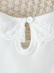 1set Baby Girl Elegant Long Sleeve Lace Collar Patchwork Bow Dress With Matching Hat, Autumn/Winter - Dark Green - View 4