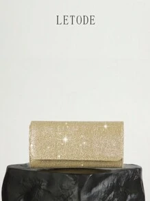 LETODE Glitter Elegant Envelope Clutch Clutch Women Evening Bridal Wedding Purse For Women Prom With Detachable Metal Chain For Wedding And Party Clutch For Ladies Bag Versatile Handheld Bag Cocktail Party Wedding New Wallet Banquet Bag