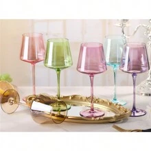 Colored Wine Glasses Set Of 6 With Long Stems, Large 16 Oz Hand-Blown Glasses - Unique Multicolor Wine Glasses Set For Wine Lovers, Colorful Wine Glass For Red White - 6 color - View 2