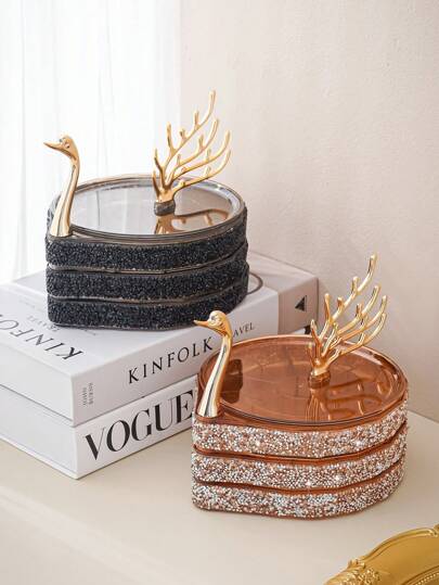 天鹅造型首饰盒，耳环收纳盒，装饰首饰盒，桌面展示盒，房间装饰