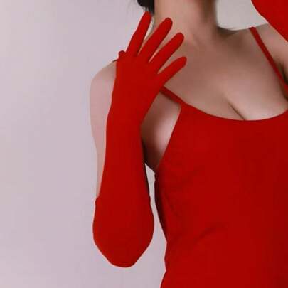 1pc Long Stretchy Gloves, Suitable For Weddings, Parties, Sun Protection, Stage Autumn Accessories