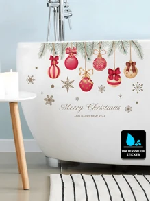 1pc Bathroom Sticker Cheer Toilet Lid Decal - Colorful Leaf & Star Design, Self-Adhesive For Festive Home Decor, Decoration, Bathroom, Stickers, Wall Decal, Vinyl Decal For Home Decorations, Spring Decoration Items Refresh Your Home, Rama Decoration Stickers Christmas  Christmas Decor  Christmas Decorations Christmas Decoration Room Decor Kitchen Decor - Multicolor - View 6